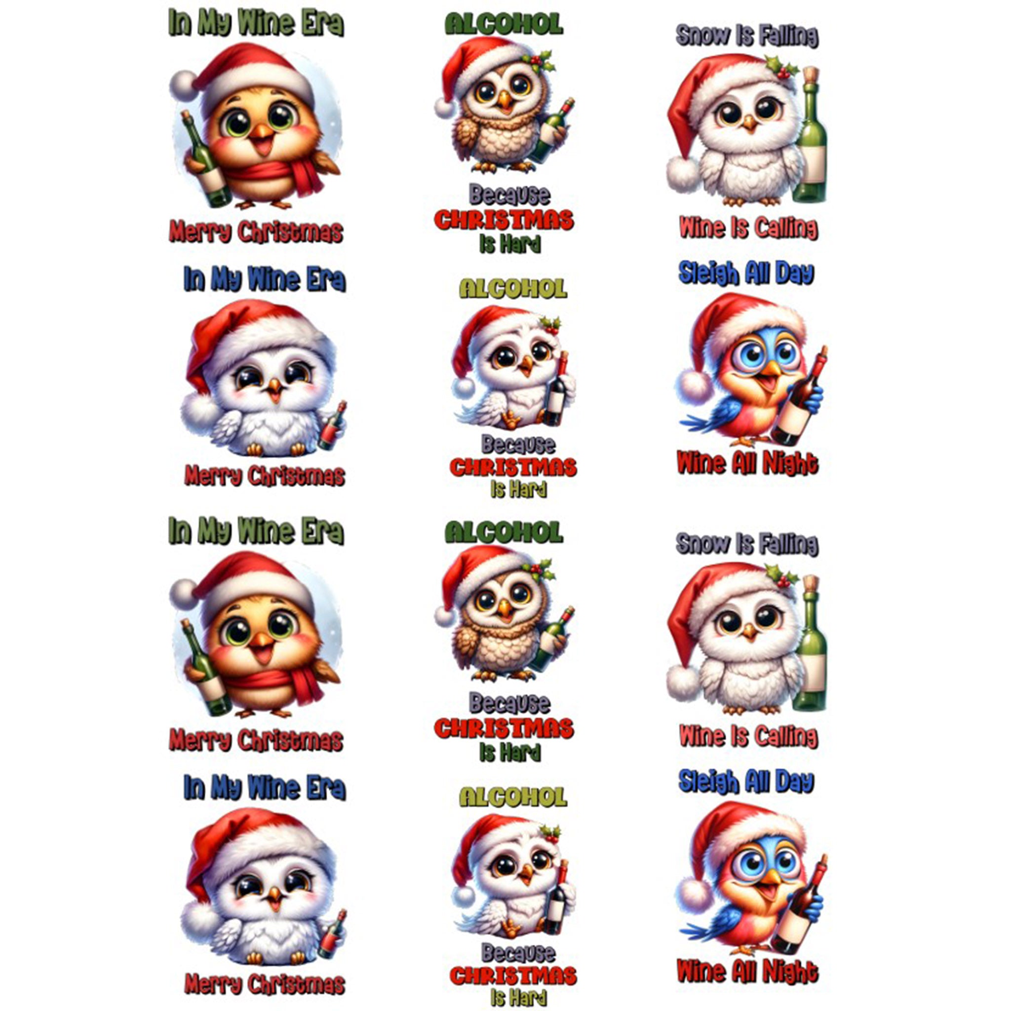 A4 Wine Christmas Owl 2